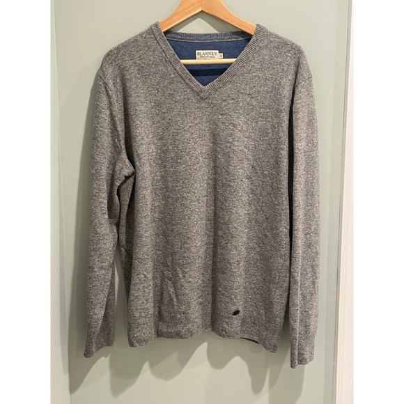 Blarney Woollen Mills‎ Ireland Mens V Neck Sweater Grey Medium